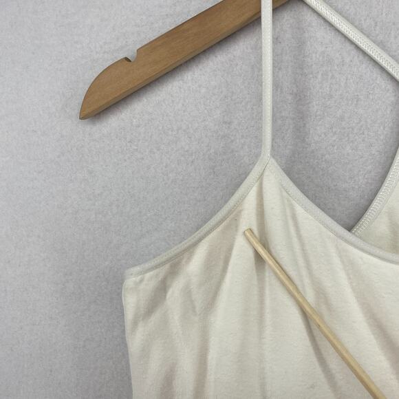 EILEEN FISHER Tank Top M Organic Cotton Jersey Racerback Halter Shelf Bra Ivory - Picture 12 of 13